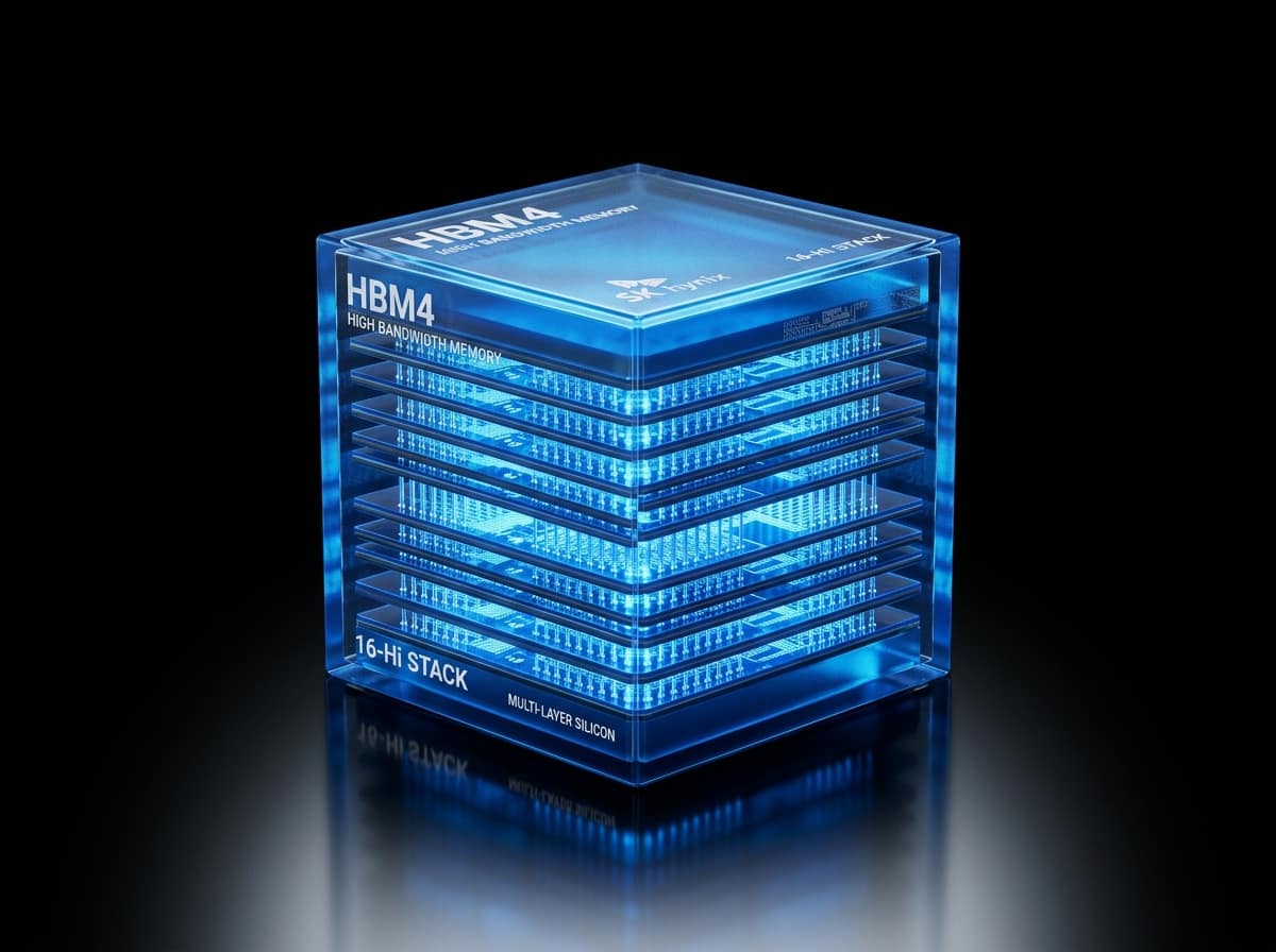 Gallium HBM4 memory architecture — 4-stack HBM4 memory cube with 3Dx3D heterogeneous packaging